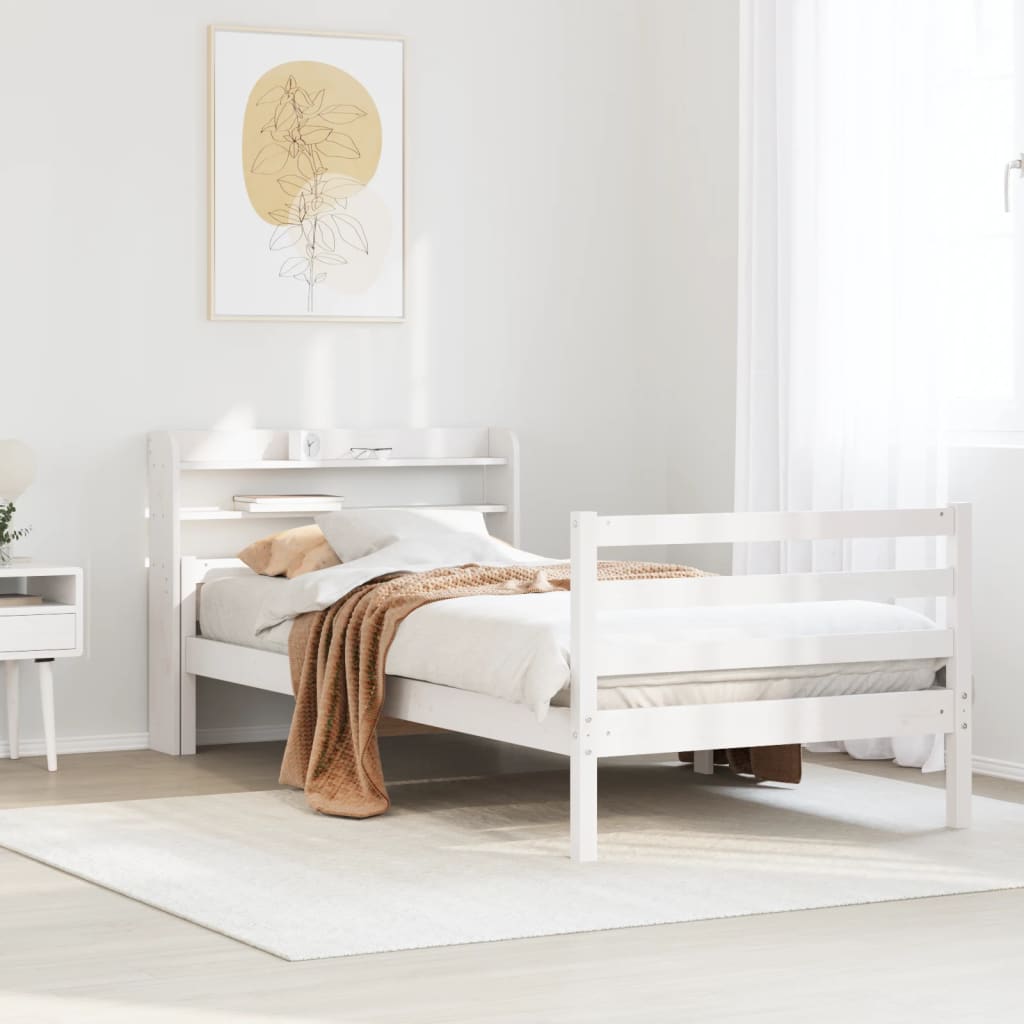 Bedframe with Headboard White 100x200cm