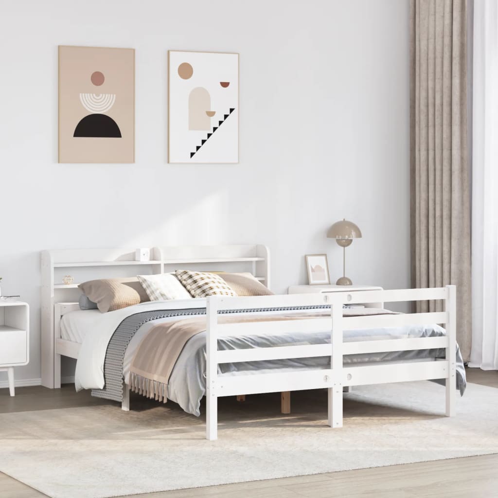 Bedframe with Headboard White 140x200cm