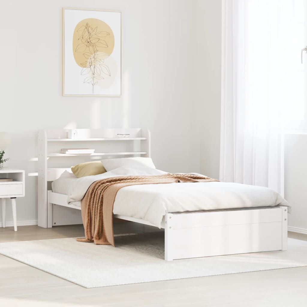 Bedframe with Headboard White 75x190cm Small Single