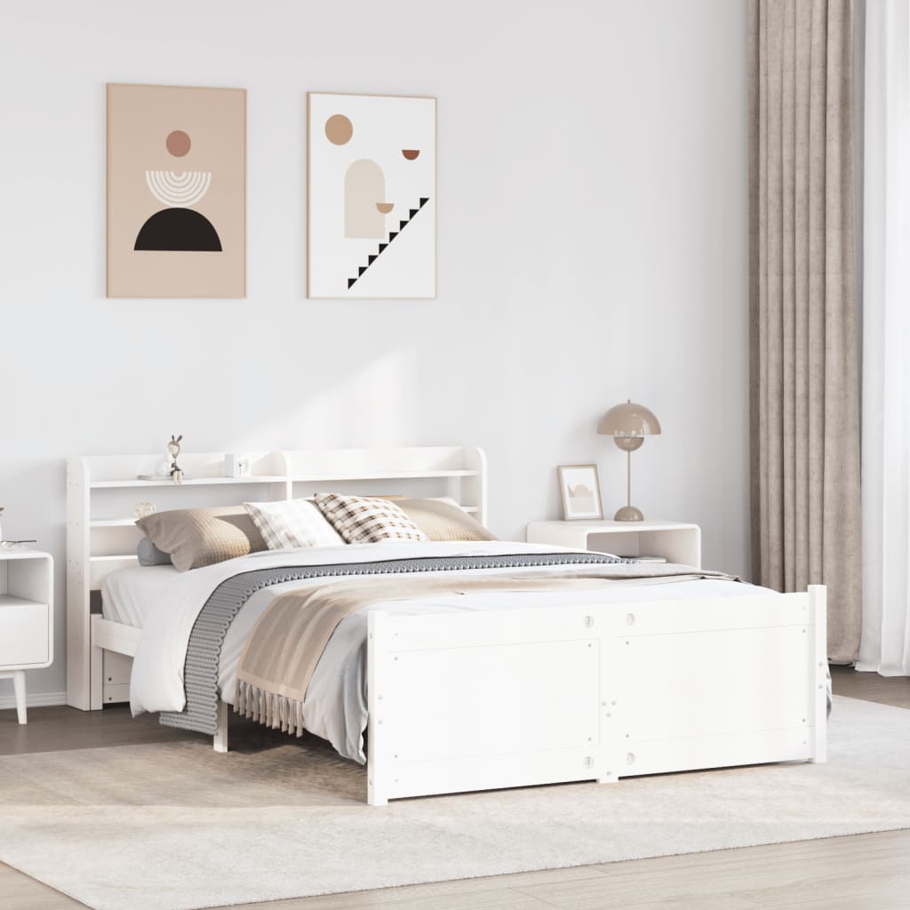 Bedframe with Headboard White 160x200cm
