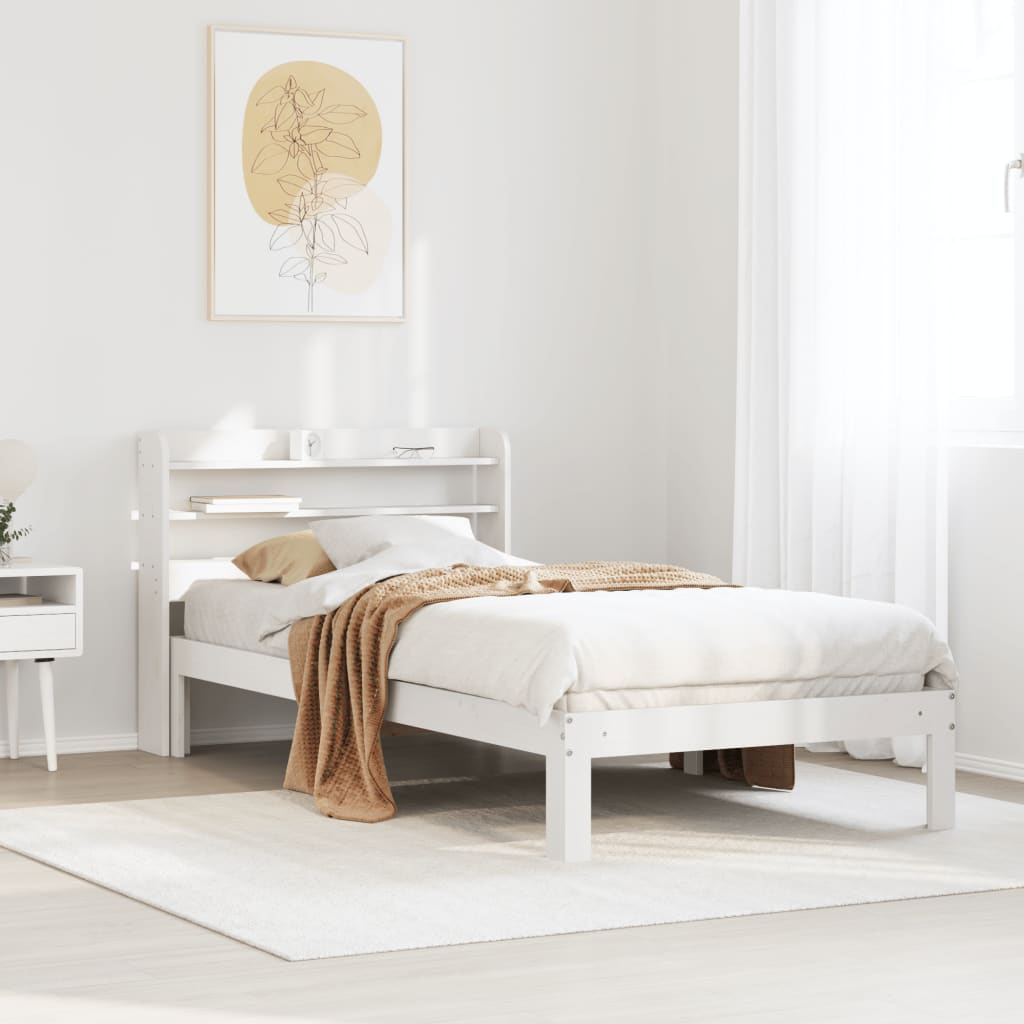 Bedframe with Headboard White 100x200cm