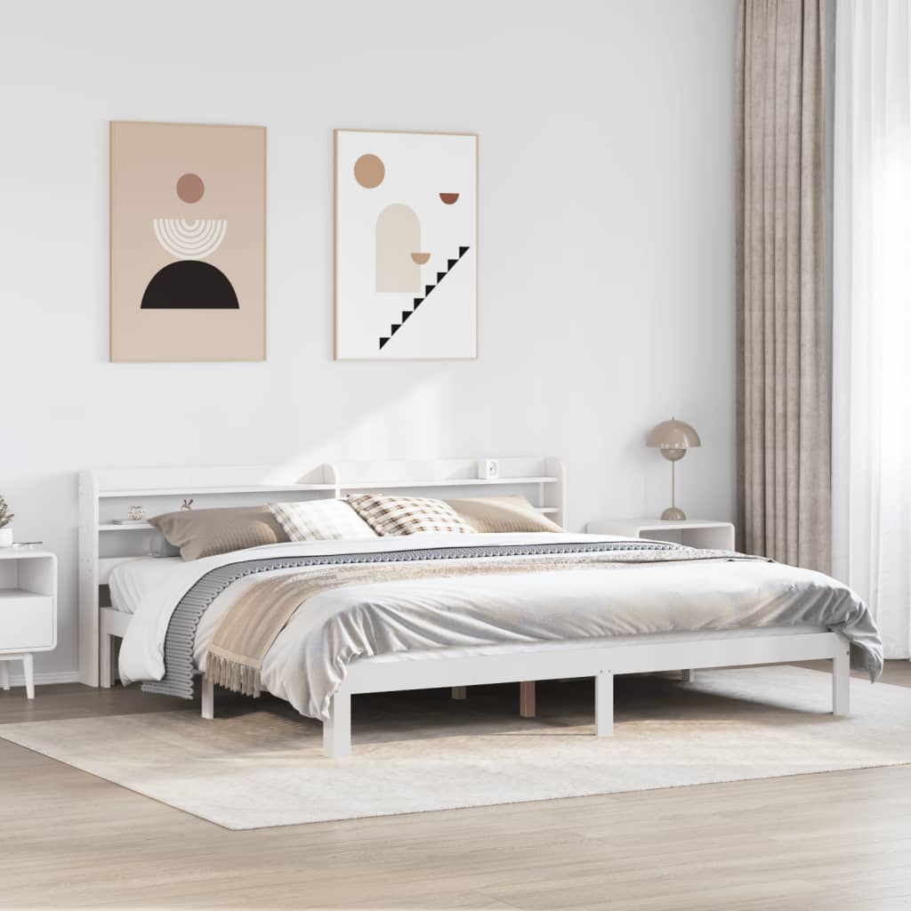 Bedframe with Headboard White 200x200cm
