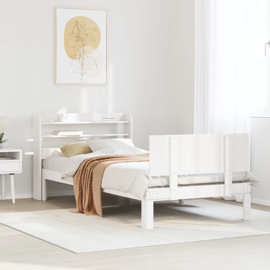 Bedframe with Headboard White 100x200cm
