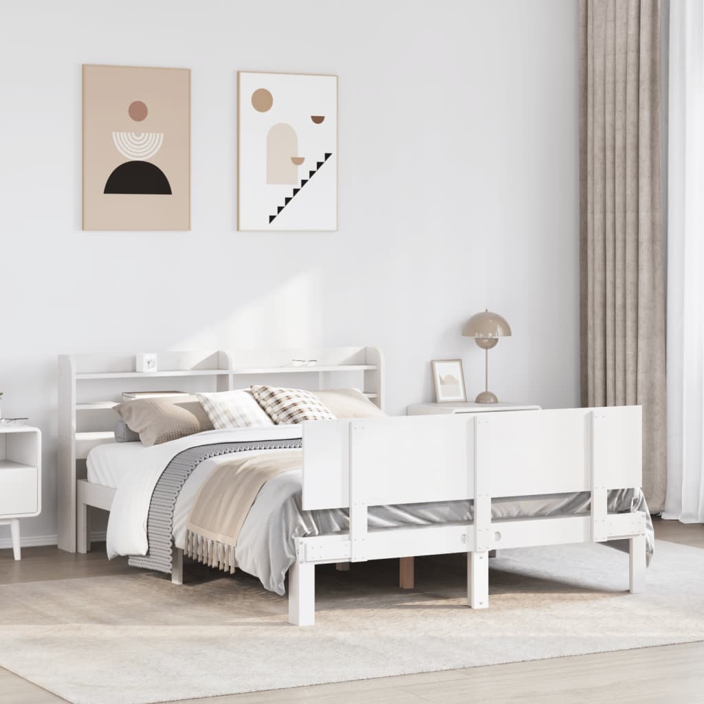 Bedframe with Headboard White 140x200cm