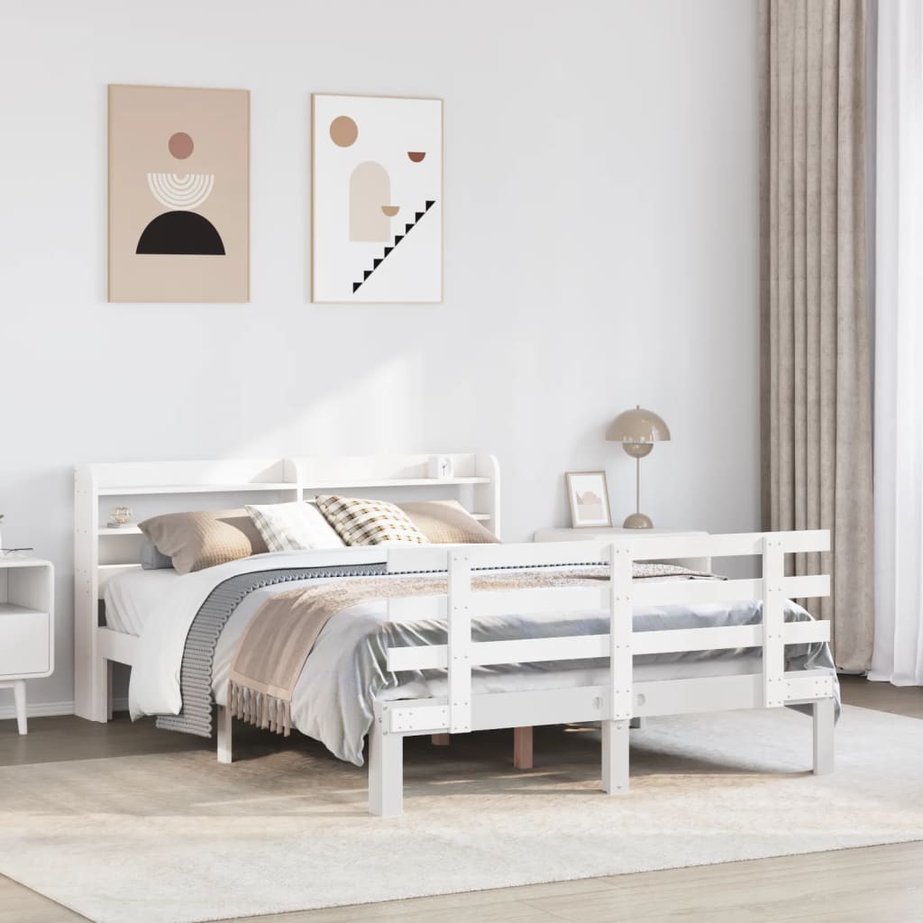 Bedframe with Headboard White 140x200cm