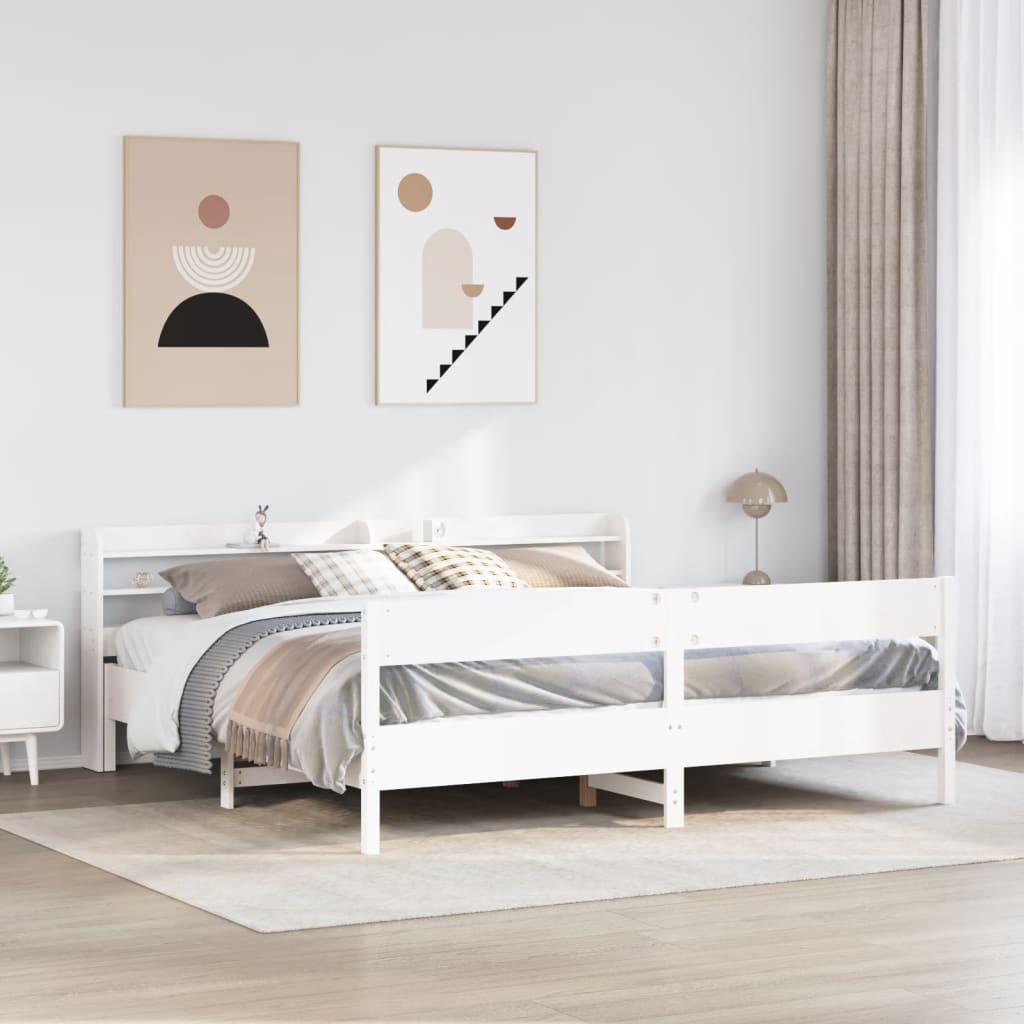 Bedframe White 180x200cm Super King Solid Wood Pine