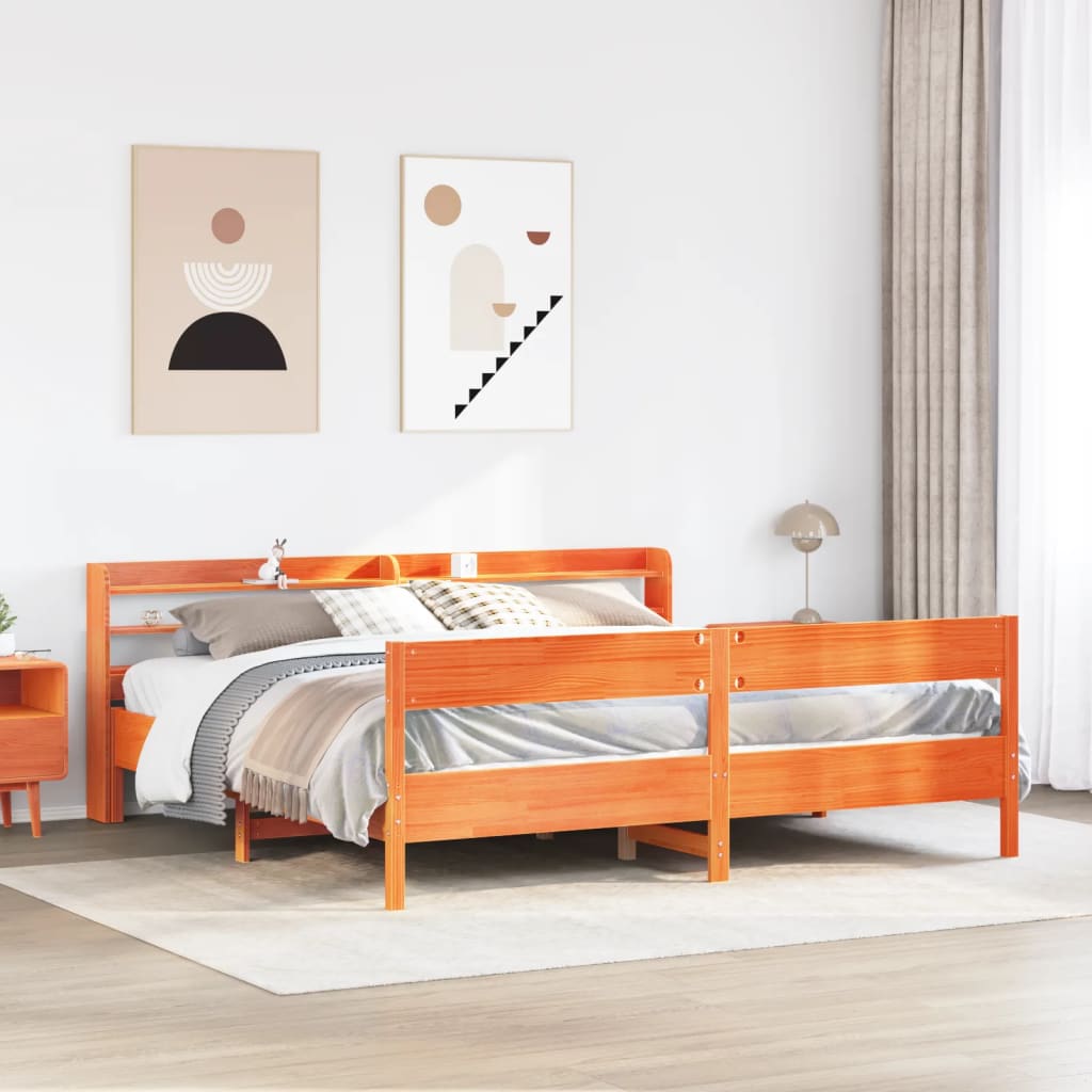 Bedframe Wax Brown 180x200cm Super King Solid Wood Pine