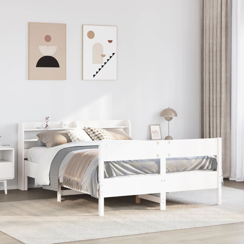 Bedframe White 150x200cm King Size Solid Wood Pine