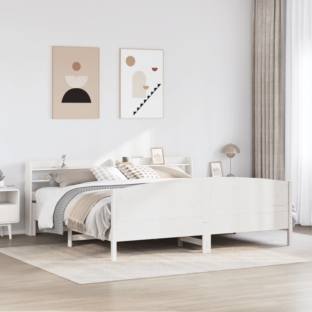 Bedframe White 180x200cm Super King Solid Wood Pine