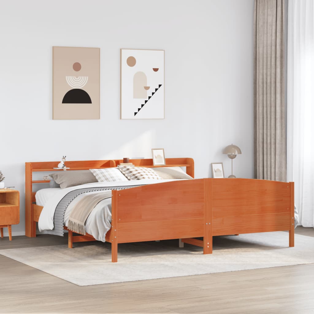 Bedframe Wax Brown 180x200cm Super King Solid Wood Pine