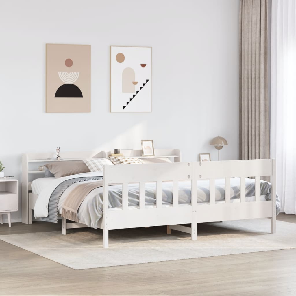Bedframe White 180x200cm Super King Solid Wood Pine