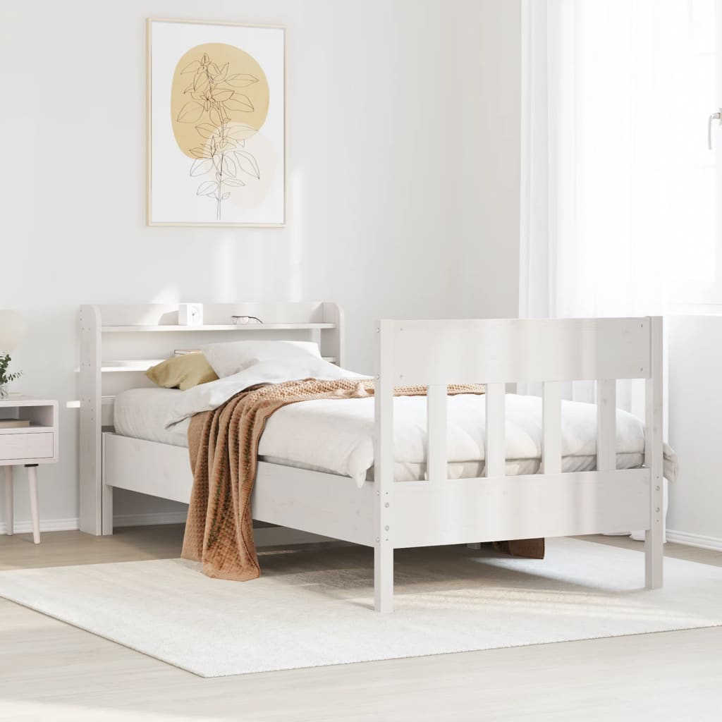 Bedframe White 75x190cm Small Single Solid Wood Pine