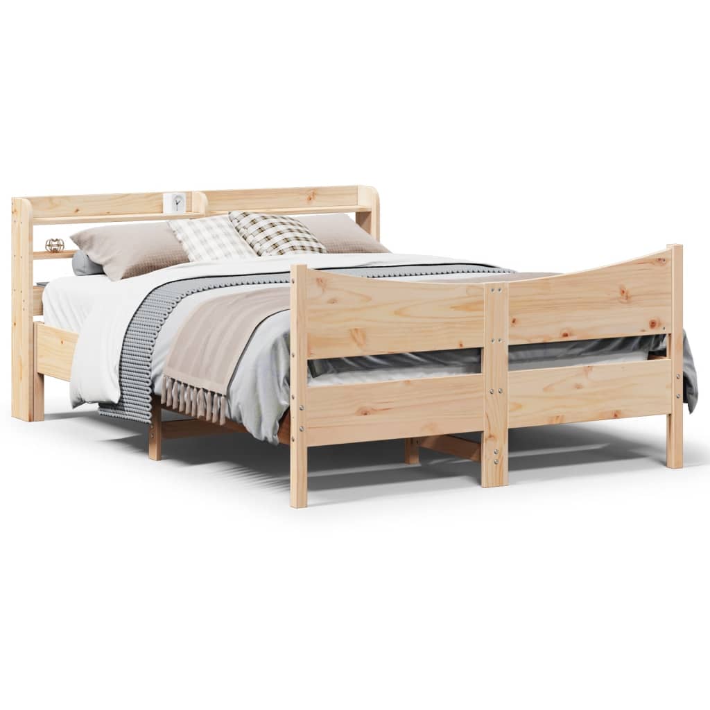Bedframe with Headboard 150x200cm King Size Solid Wood Pine