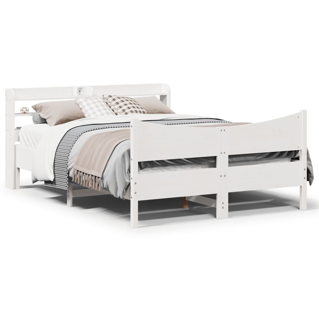 Bedframe with Headboard White 150x200cm King Size Solid Wood Pine