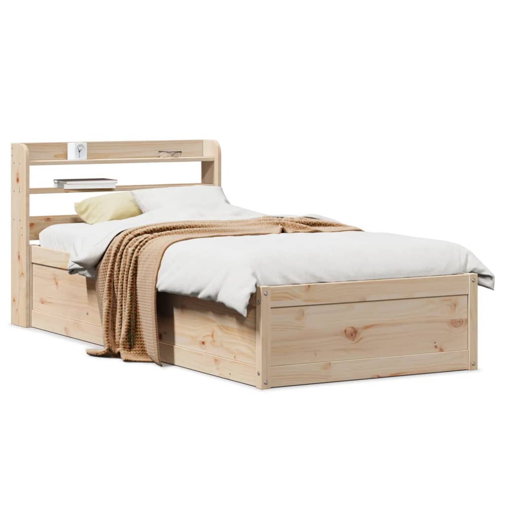 Bedframe with Headboard 90x190cm Single Solid Wood Pine