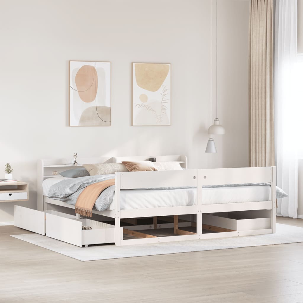 Bedframe White 180x200cm Super King Solid Wood Pine