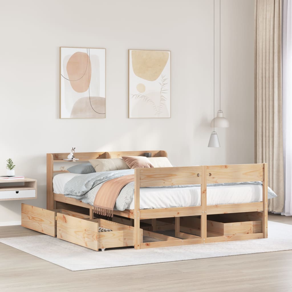 Bedframe 150x200cm King Size Solid Wood Pine