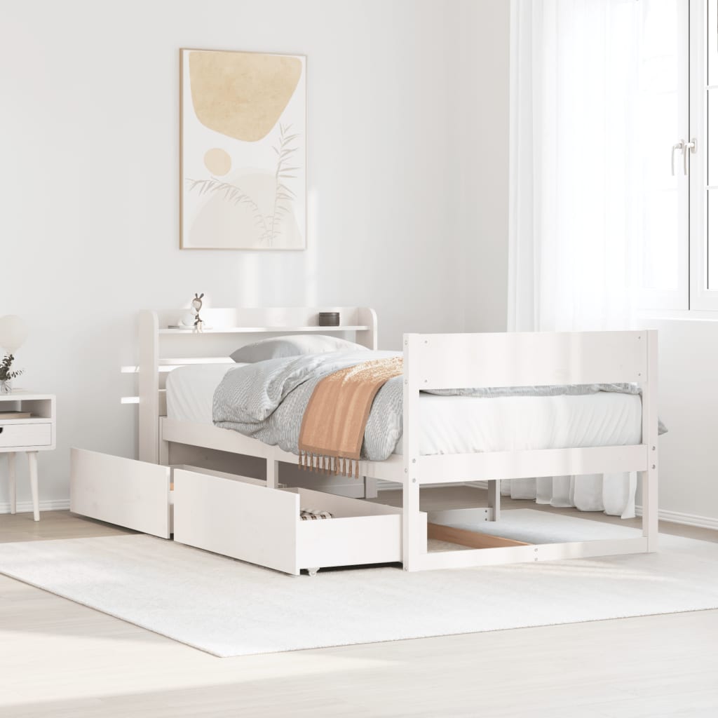 Bedframe White 75x190cm Small Single Solid Wood Pine