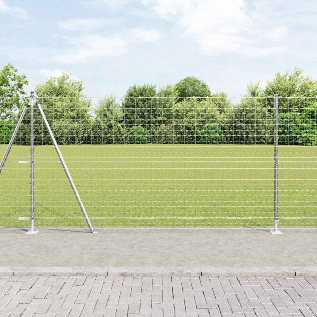 Fence Posts with Base Plates 52 pcs Diameter 32mm 68,5cm Galvanised Steel