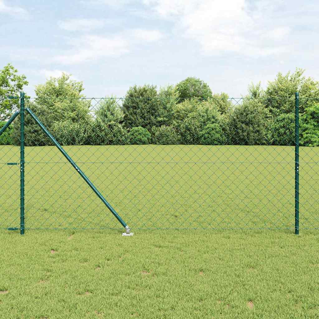 Chain Link Fence with 13 Spike Posts 1.4x25 m Galvanised Steel