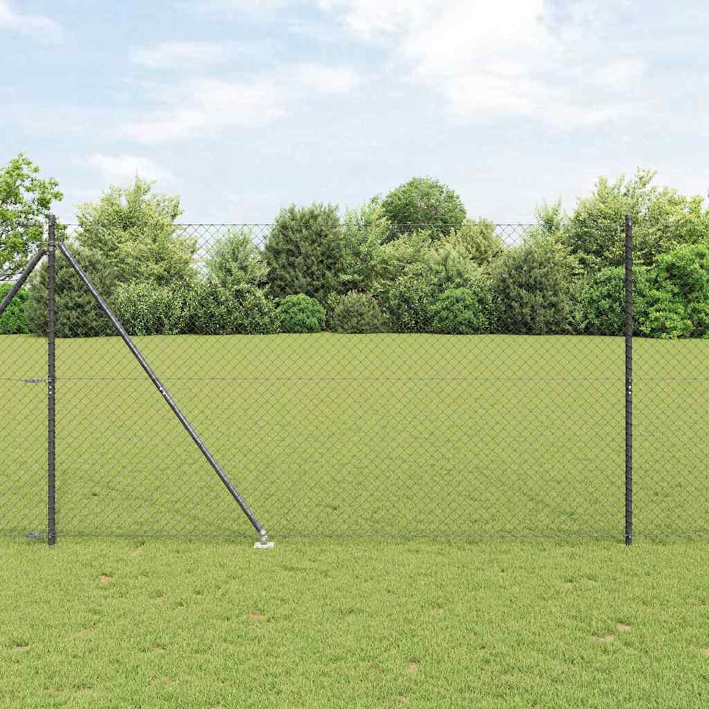 Chain Link Fence with 7 Spike Posts 1.6x10 m Galvanised Steel