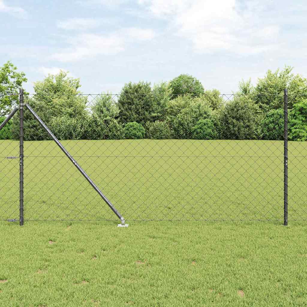 Chain Link Fence with 13 Spike Posts 1.4x25 m Galvanised Steel
