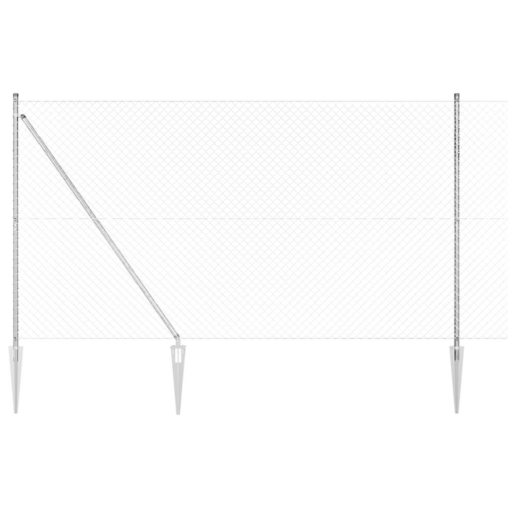 Chain Link Fence with 7 Spike Posts 1.5x10 m Galvanised Steel