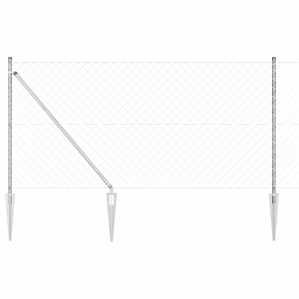 Chain Link Fence with 7 Spike Posts 1x10 m Galvanised Steel