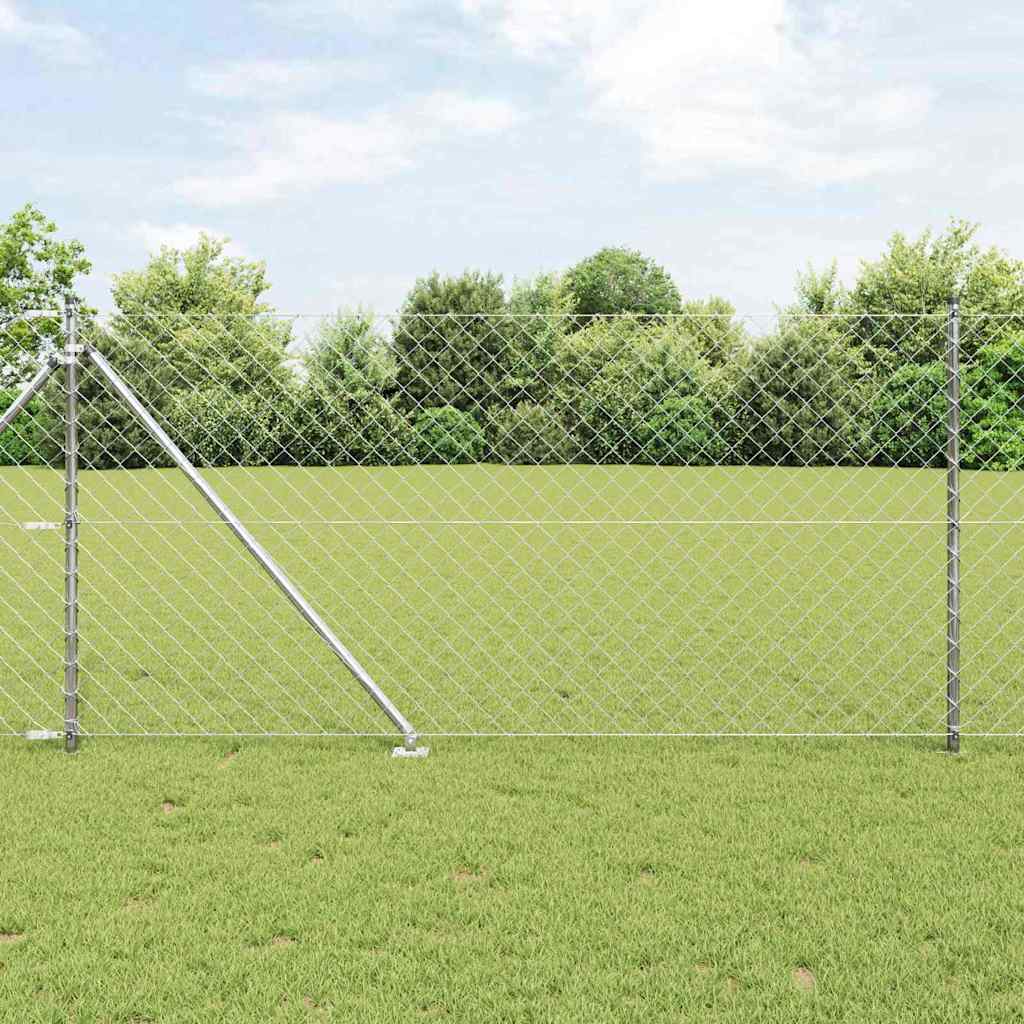 Chain Link Fence with 13 Spike Posts 1x25 m Galvanised Steel