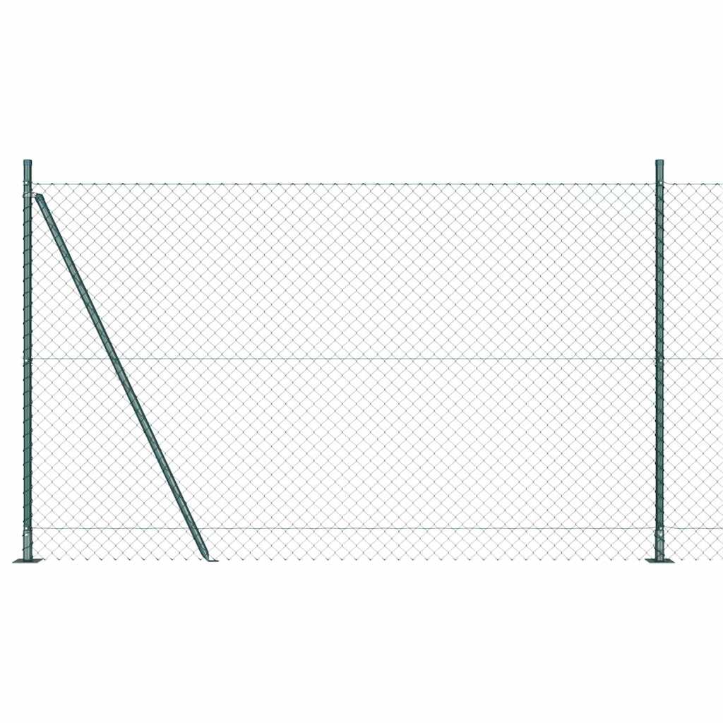 Chain Link Fence with 7 Flanged Posts 1.5x10 m Galvanised Steel
