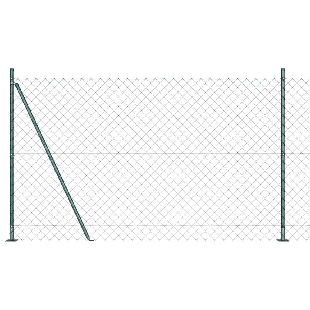 Chain Link Fence with 7 Flanged Posts 1.5x10 m Galvanised Steel