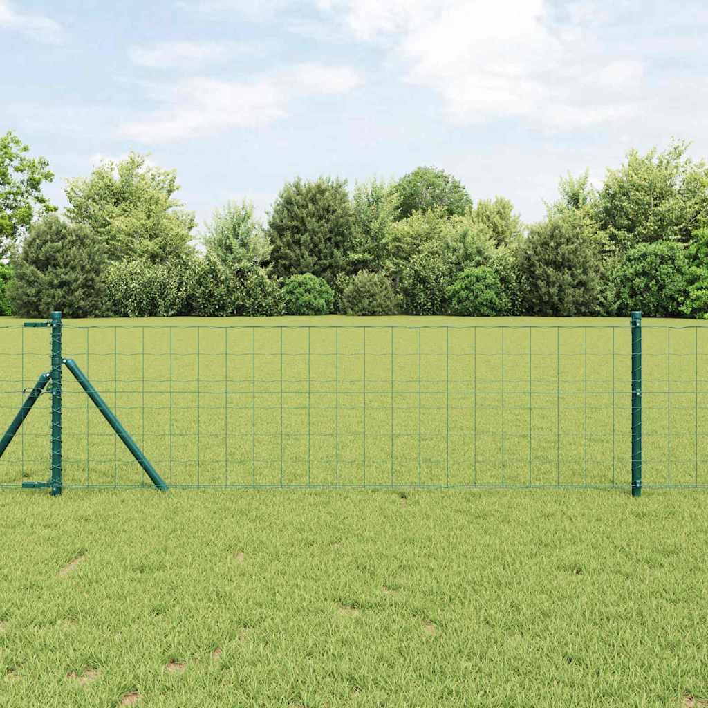 Euro Fence with 13 Posts 0.6x25 m Galvanised Steel Green