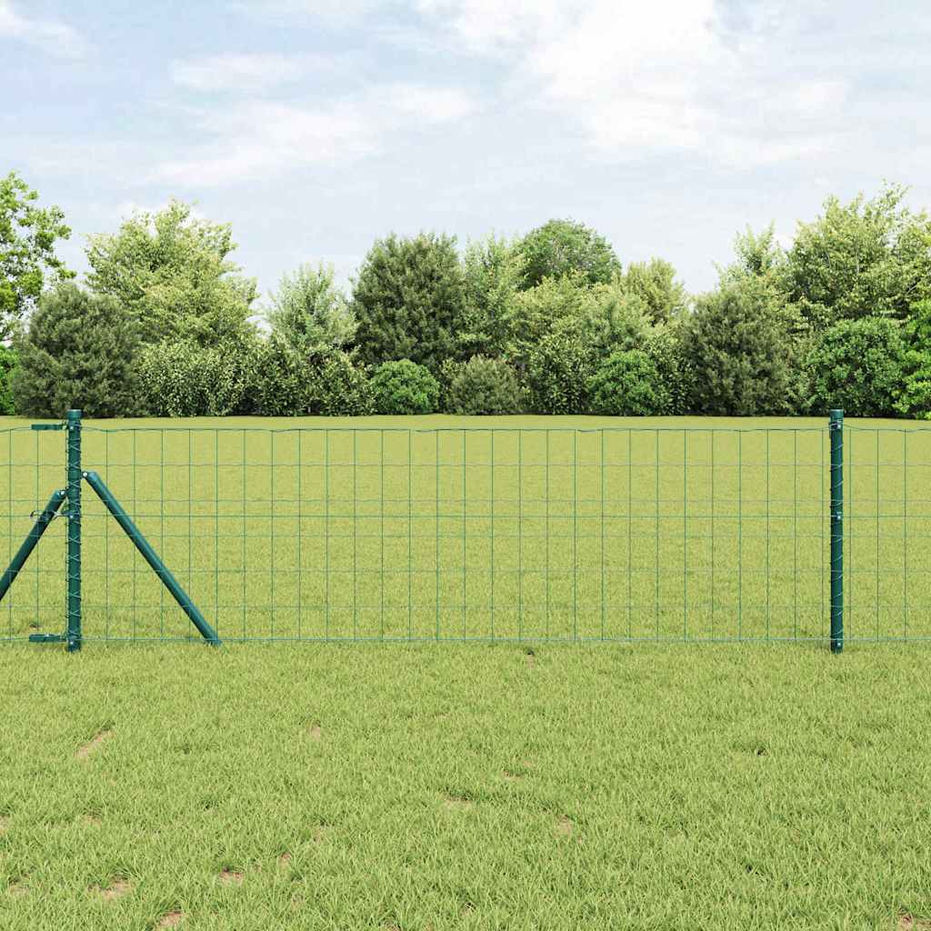 Euro Fence with 13 Posts 0.4x50 m Galvanised Steel Green
