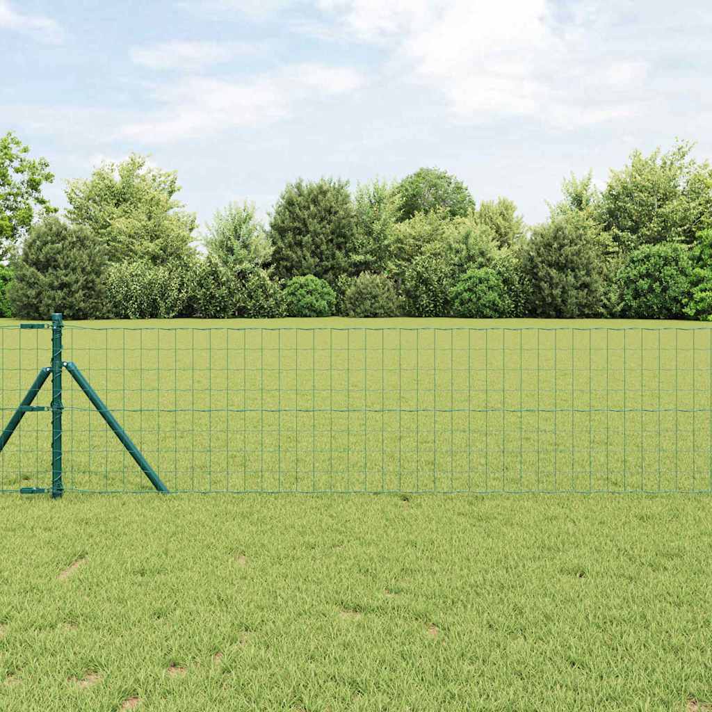 Euro Fence with 13 Posts 0.4x50 m Galvanised Steel Green