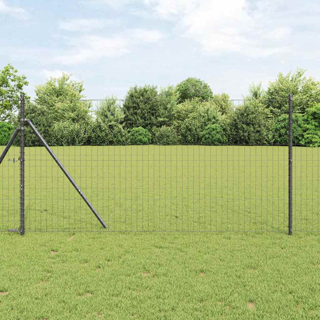 Euro Fence with 7 Posts 1.2x10 m Galvanised Steel Grey