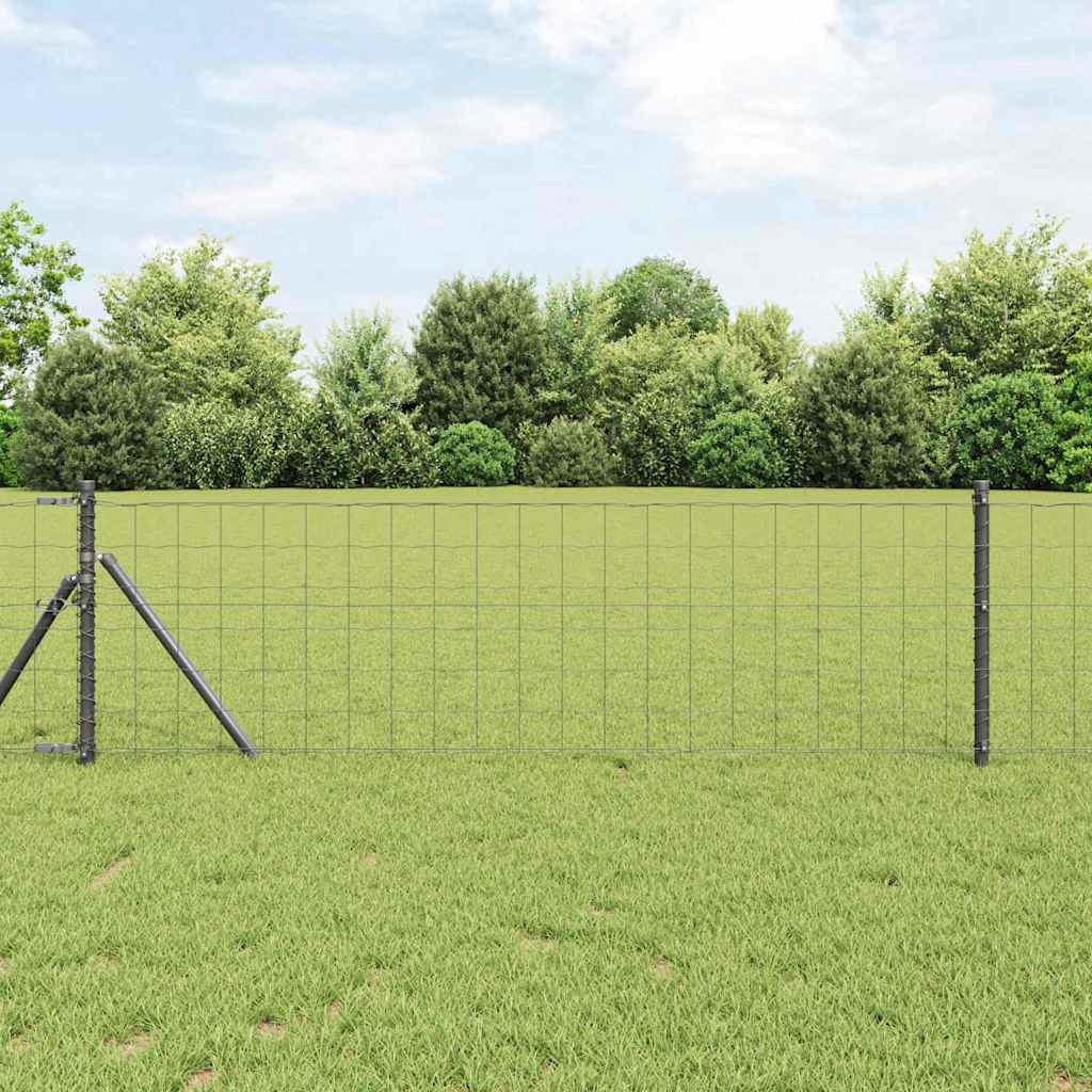 Euro Fence with 7 Posts 0.6x10 m Galvanised Steel Grey