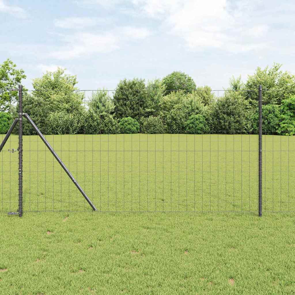 Euro Fence with 13 Posts 1x25 m Galvanised Steel Grey