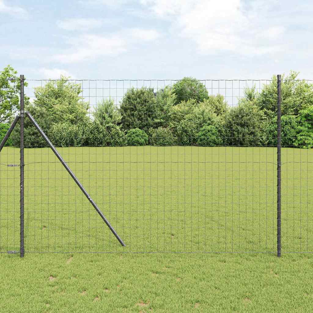 Euro Fence with 7 Posts 1.5x10 m Galvanised Steel Grey