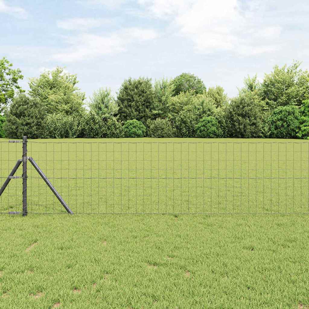 Euro Fence with 13 Posts 0.4x50 m Galvanised Steel Grey