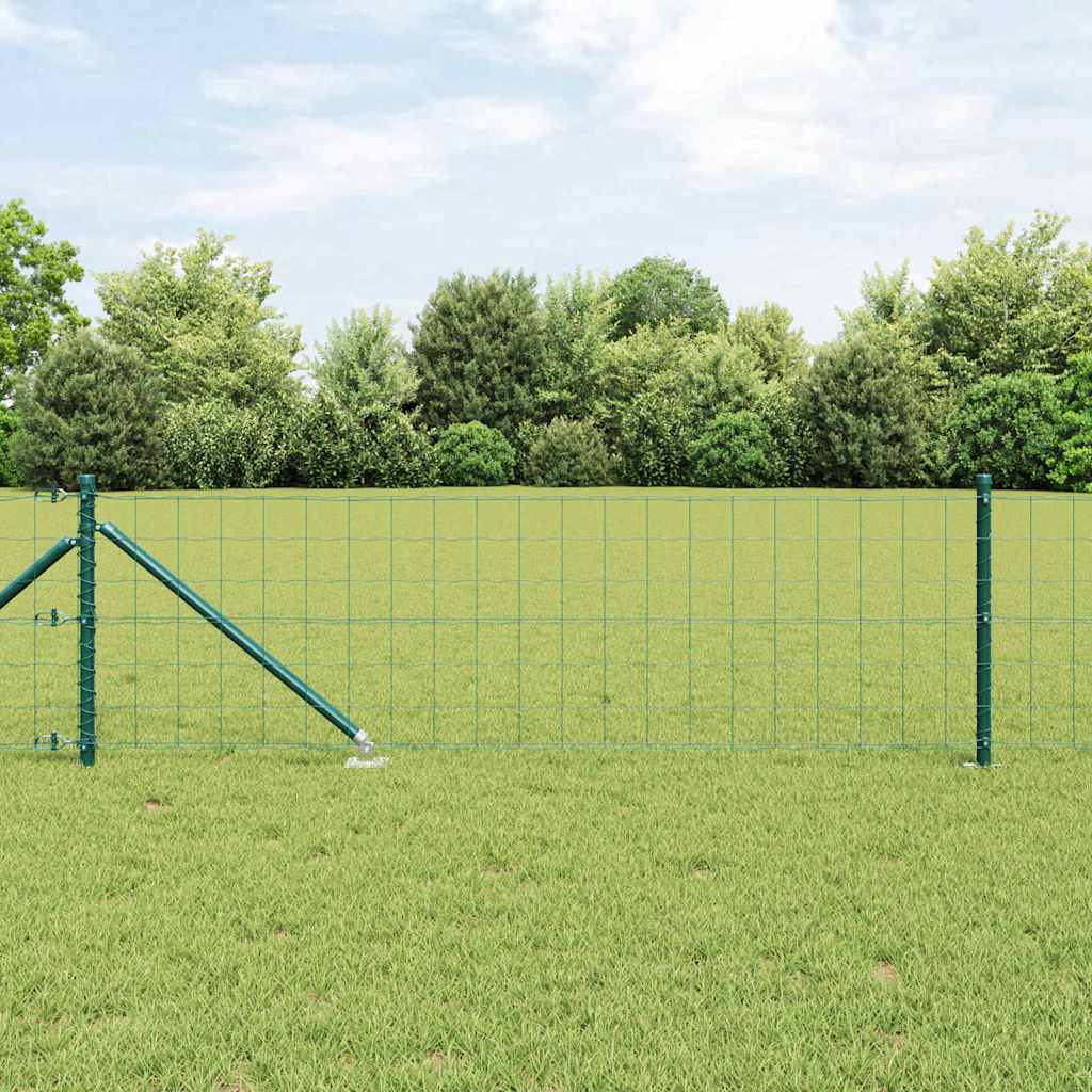 Euro Fence with 13 Spike Posts 0.4x50 m Galvanised Steel Green
