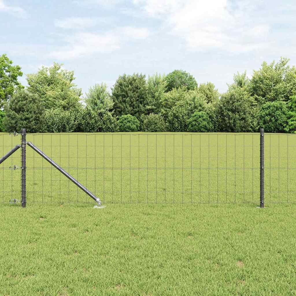 Euro Fence with 7 Spike Posts 0.8x10 m Galvanized Steel Grey