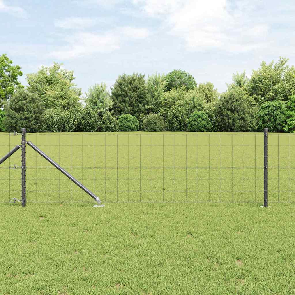 Euro Fence with 7 Spike Posts 0.6x10 m Galvanised Steel Grey