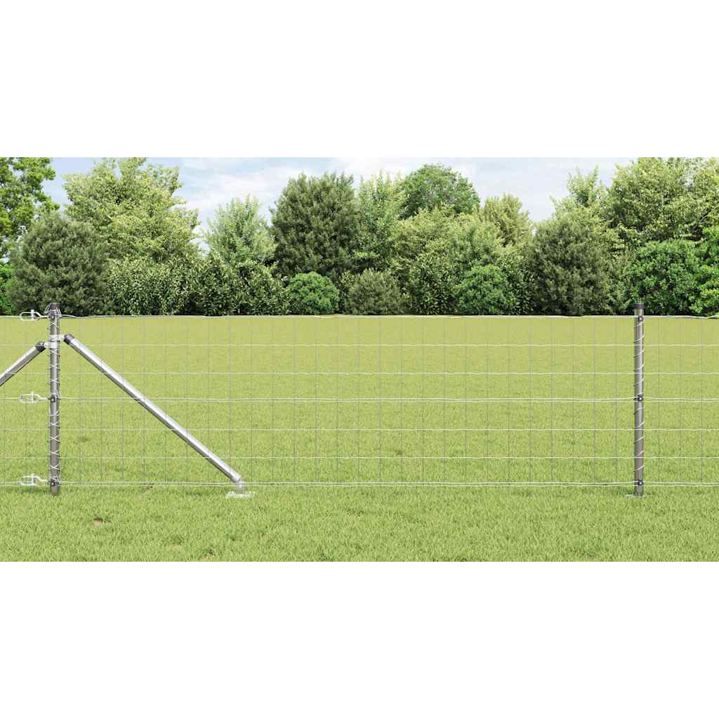 Euro Fence with 7 Spike Posts 0.4x10 m Galvanised Steel