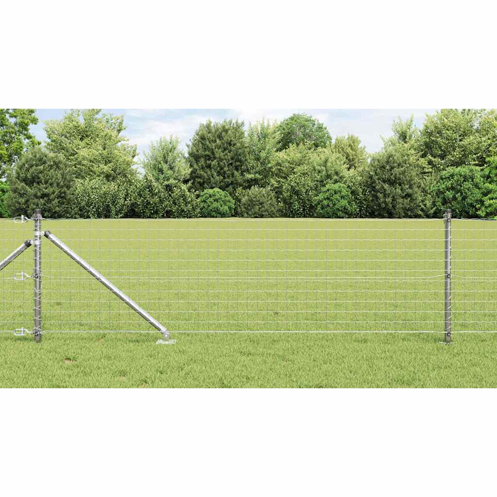 Euro Fence with 13 Spike Posts 0.8x25 m Galvanised Steel