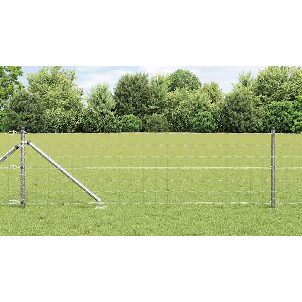 Euro Fence with 13 Spike Posts 0.6x25 m Galvanised Steel