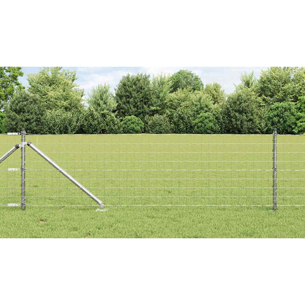 Euro Fence with 13 Spike Posts 0.6x50 m Galvanised Steel
