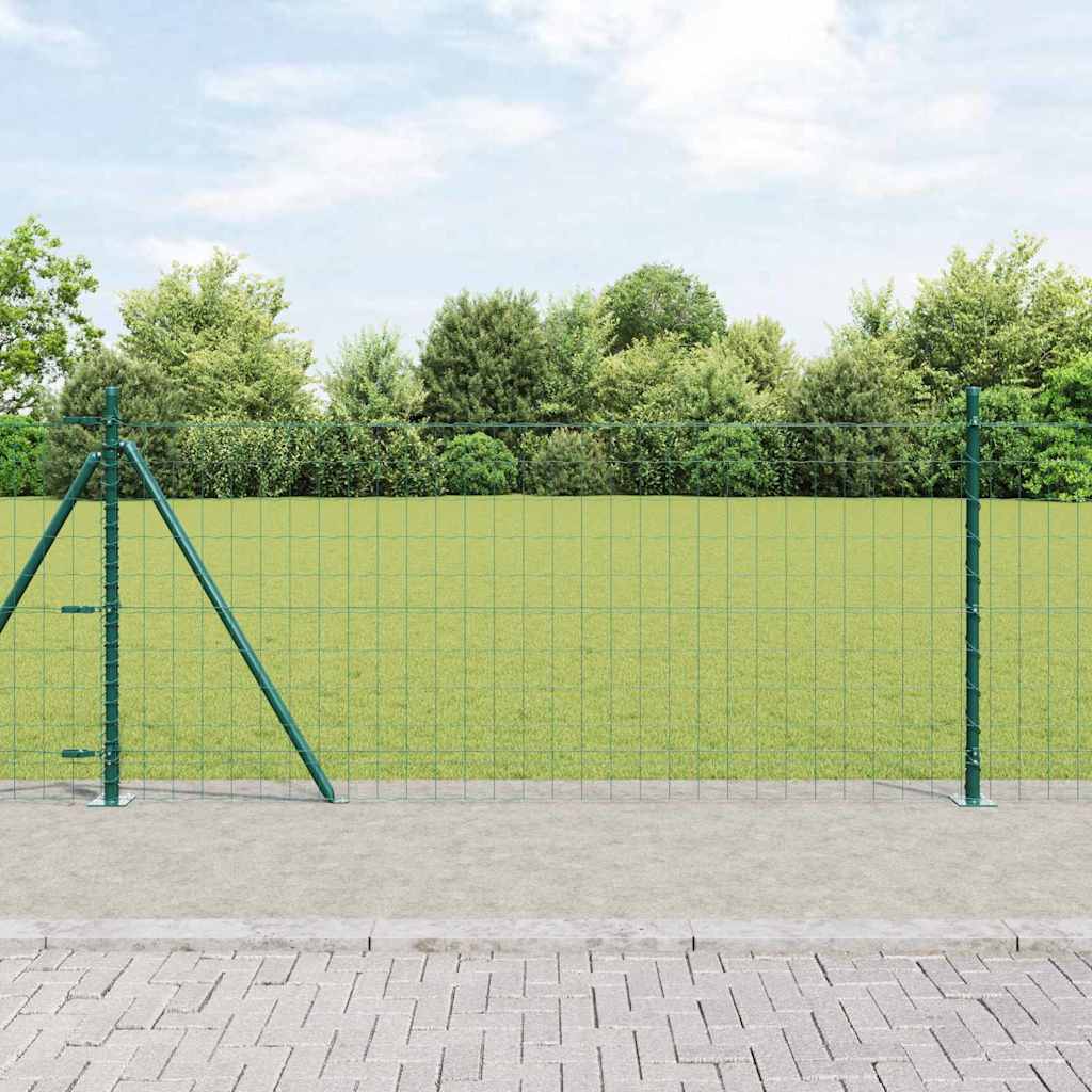 Euro Fence with 13 Flanged Posts 1x25 m Galvanised Steel