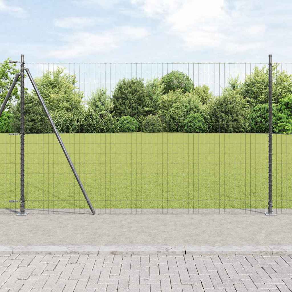 Euro Fence with 7 Flanged Posts 1.4x10 m Galvanised Steel