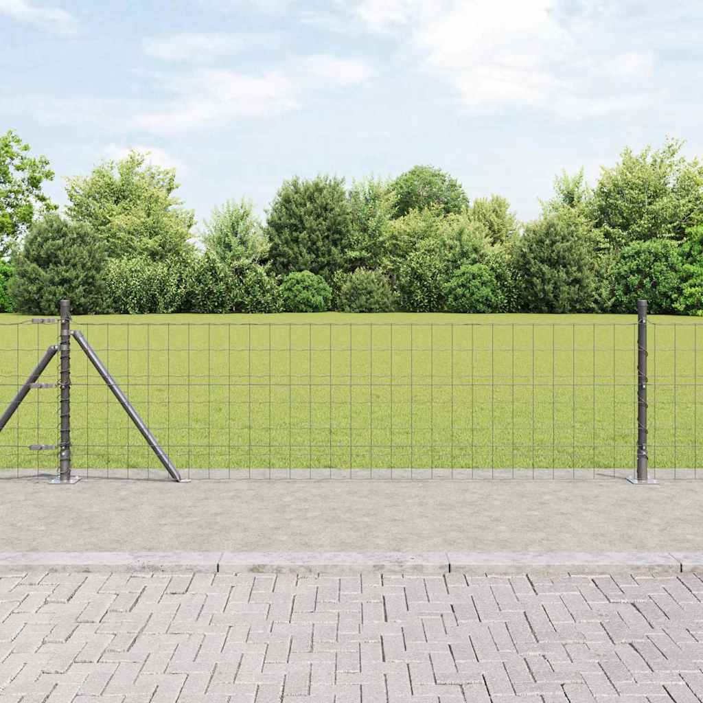 Euro Fence with 7 Flanged Posts 0.6x10 m Galvanised Steel