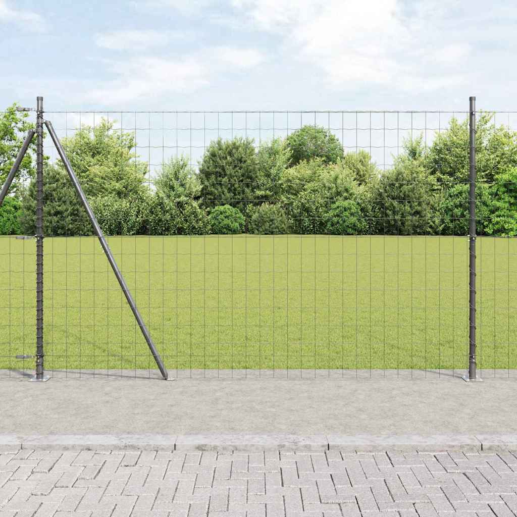 Euro Fence with 7 Flanged Posts 1.5x10 m Galvanised Steel